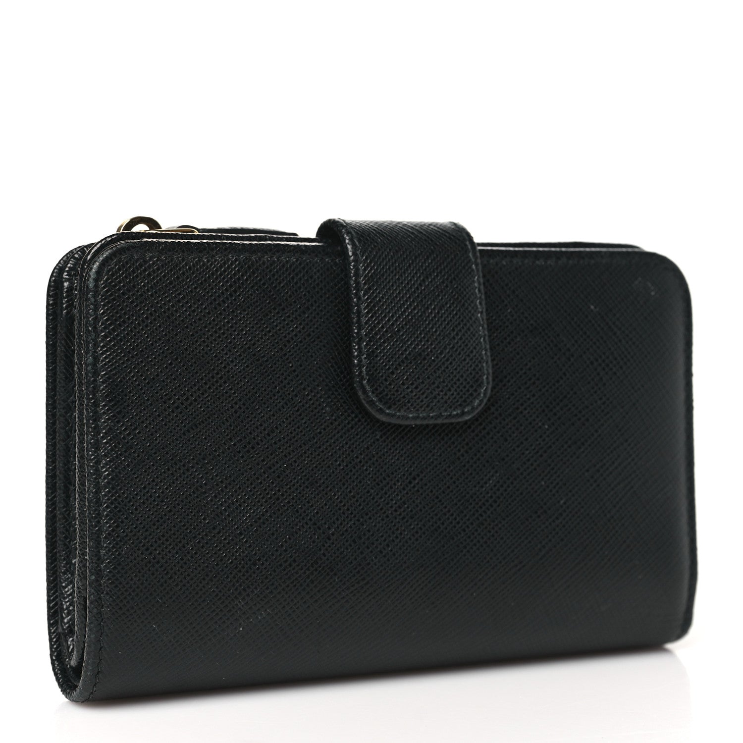Prada Saffiano Metal Compact Wallet Black Ibisco 3 of 10