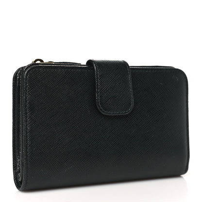 Prada Saffiano Metal Compact Wallet Black Ibisco 3 of 10