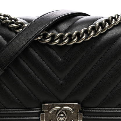 Chanel Calfskin Chevron Quilted Medium Boy Flap Black 8 of 10