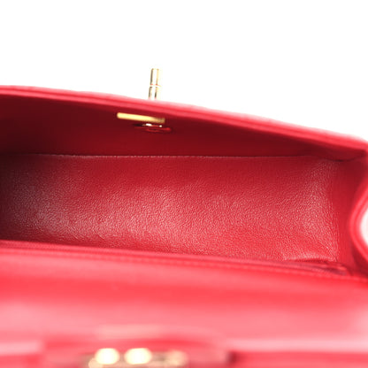 Chanel Lambskin Quilted Mini Top Handle Rectangular Flap Red 5 of 11