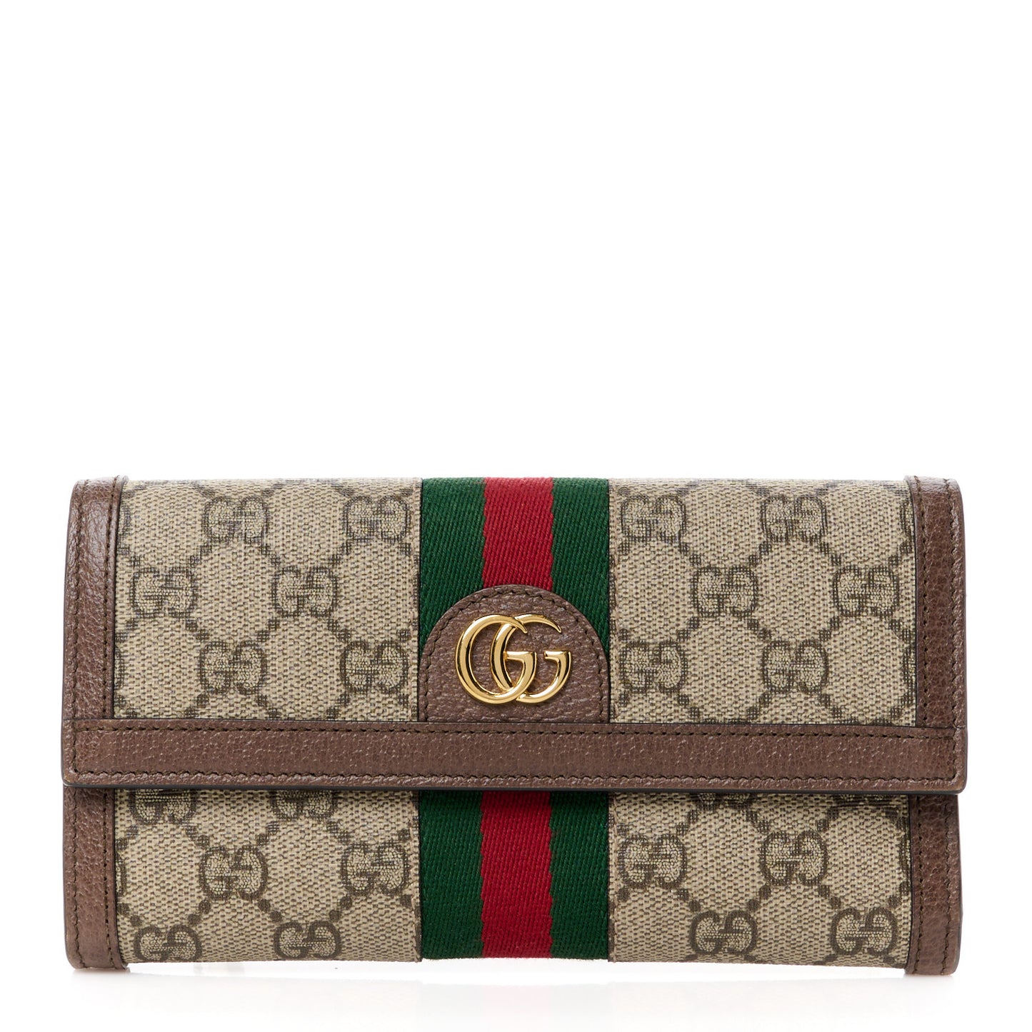 GG Supreme Monogram Web Ophidia Continental Wallet Brown
