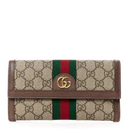 Gucci GG Supreme Monogram Web Ophidia Continental Wallet Brown 1 of 13
