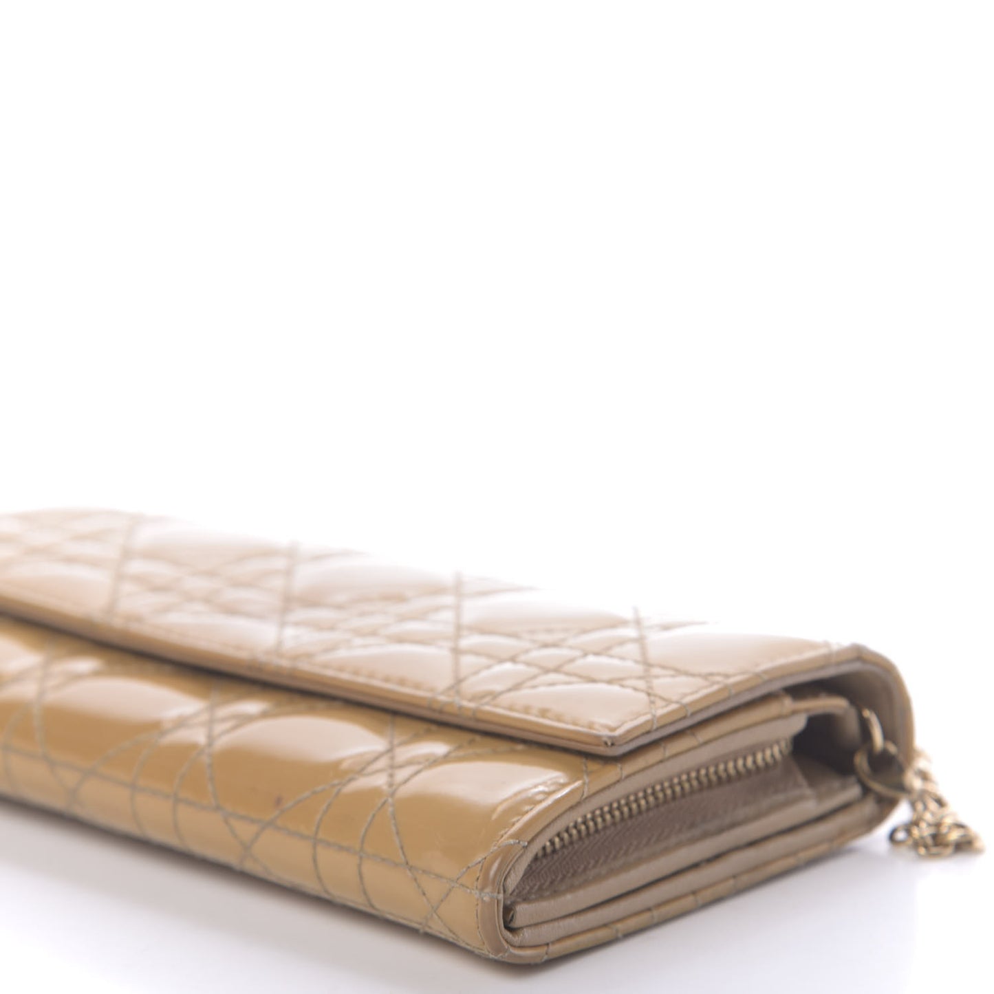 Patent Cannage Rendezvous Chain Wallet Beige