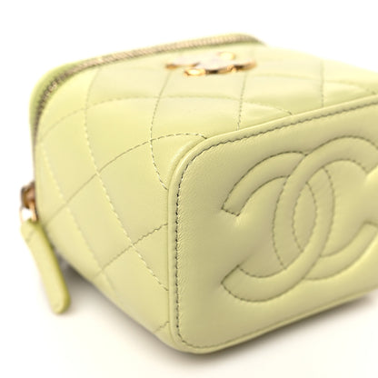 Chanel Lambskin Quilted CC Mini Vanity Case With Chain Light Green 9 of 10