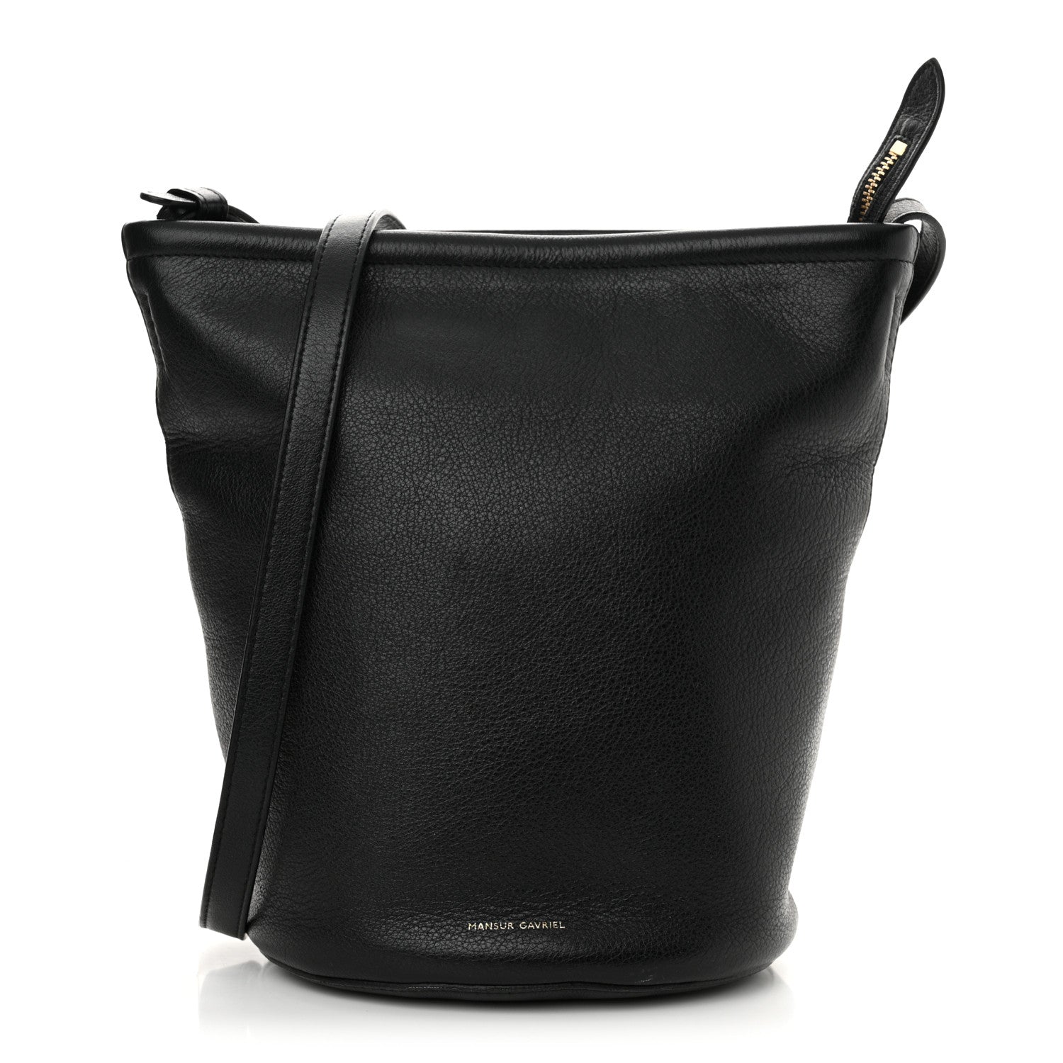 Mansur Gavriel Pebbled Calfskin Zip Bucket Bag Black 1 of 11