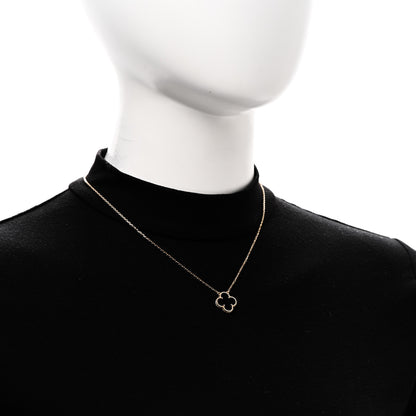 Van Cleef & Arpels 18K Yellow Gold Black Onyx Vintage Alhambra Pendant Necklace 2 of 6