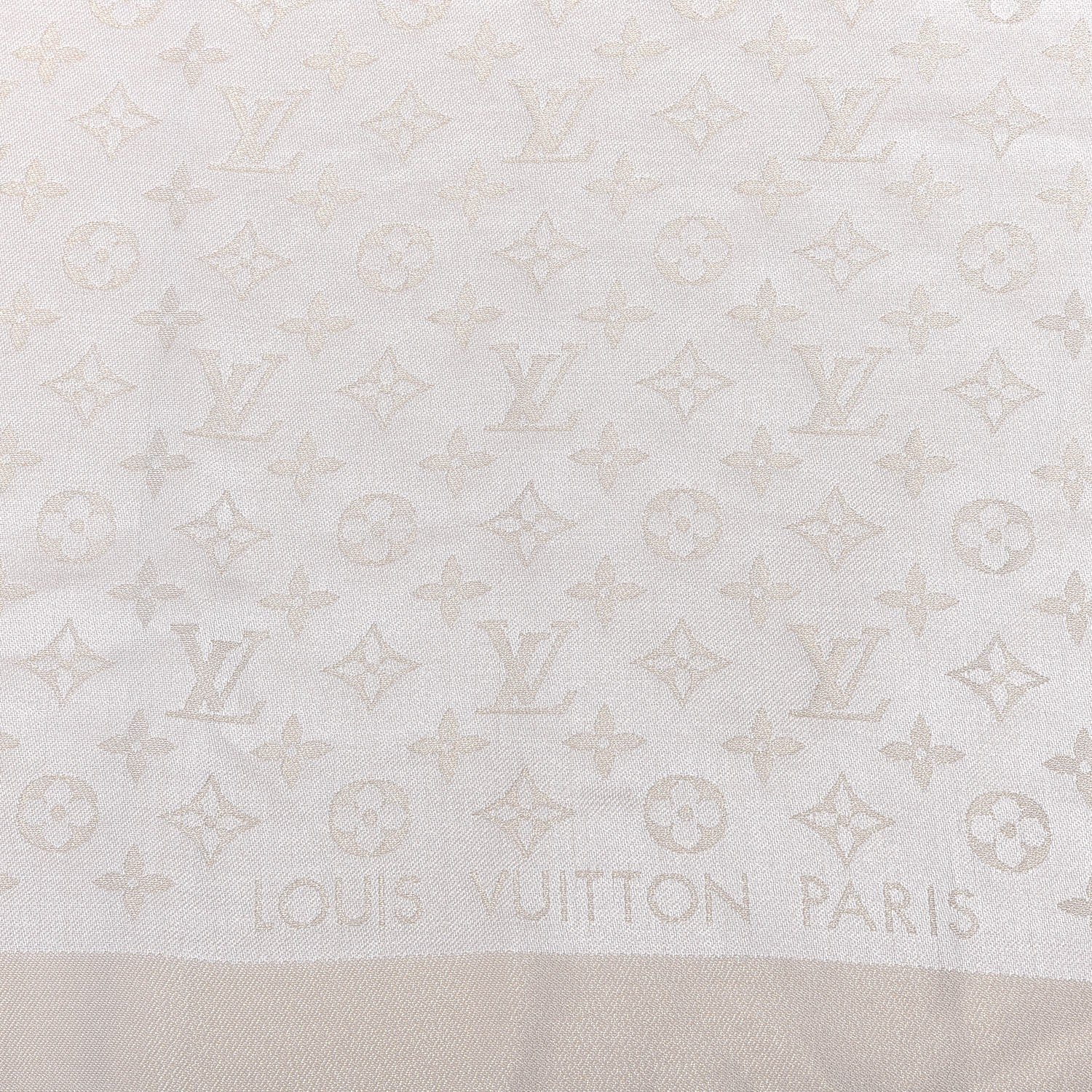 Louis Vuitton Silk Wool Monogram Shine Shawl White 3 of 6