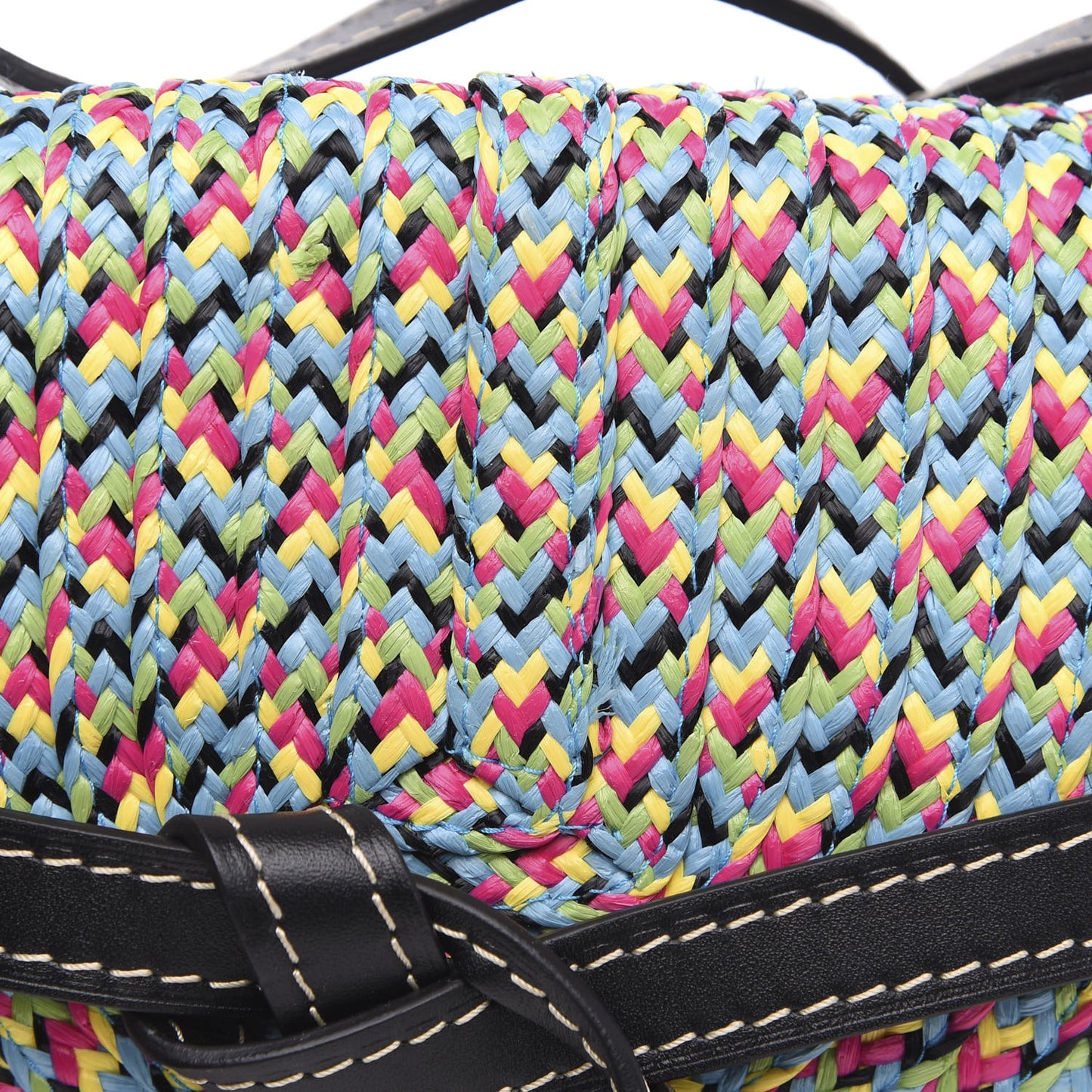 Calfskin Woven Raffia Small Gate Crossbody Bag Light Blue