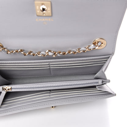 Chanel Lambskin Chevron Quilted Trendy CC Wallet On Chain WOC Grey 5 of 12
