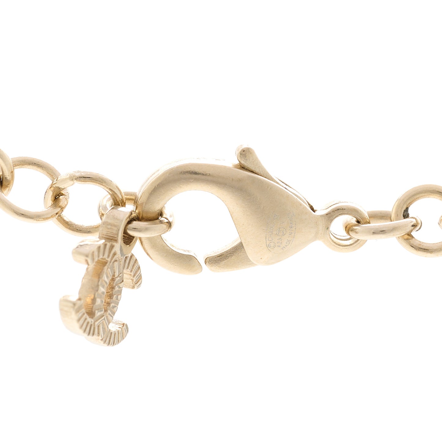 Metal Calfskin Crystal Double CC Short Necklace Black Gold