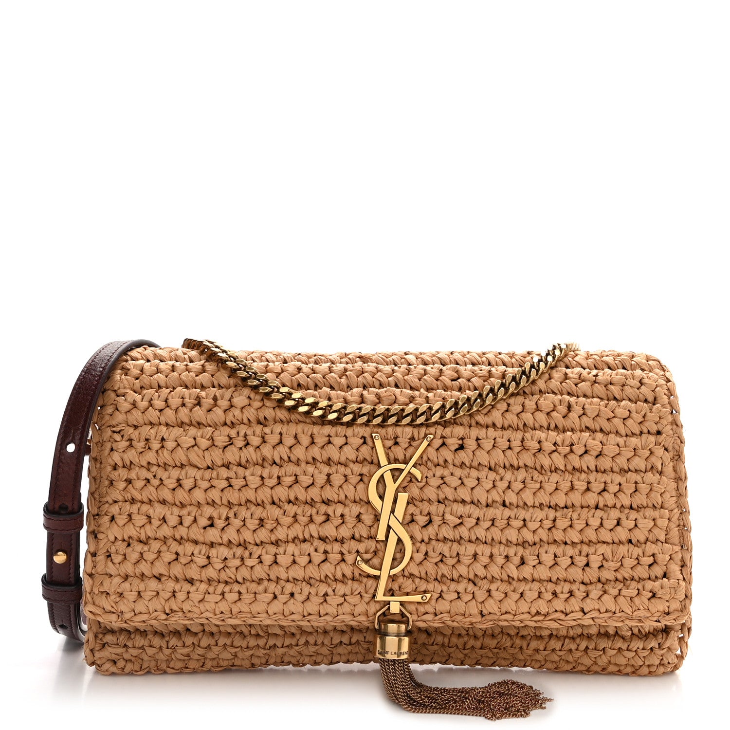 Saint Laurent Raffia Monogram Tassel Kate 99 Dark Nude 1 of 12