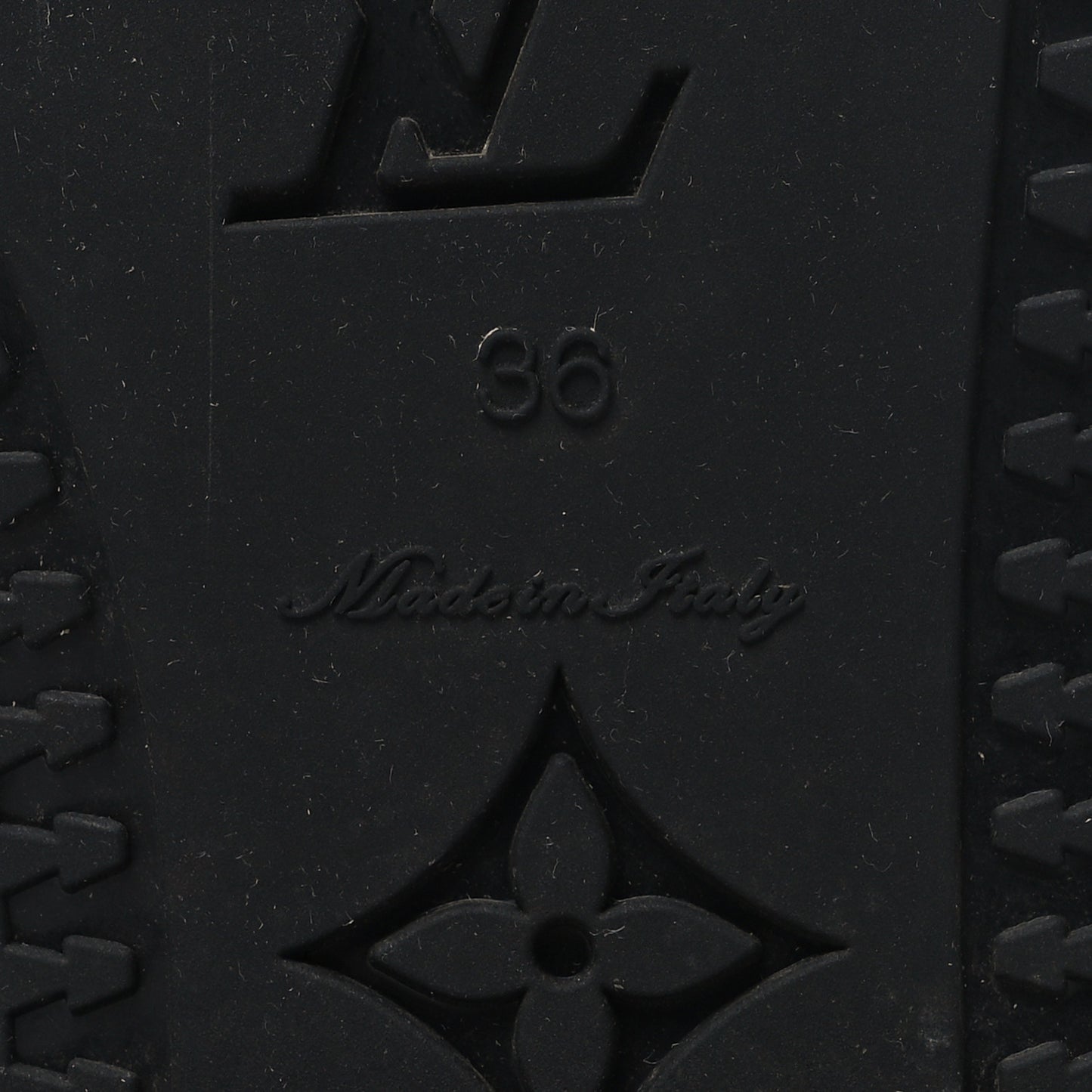 Rubber Embossed Monogram Drops High Rain Boots 36 Black