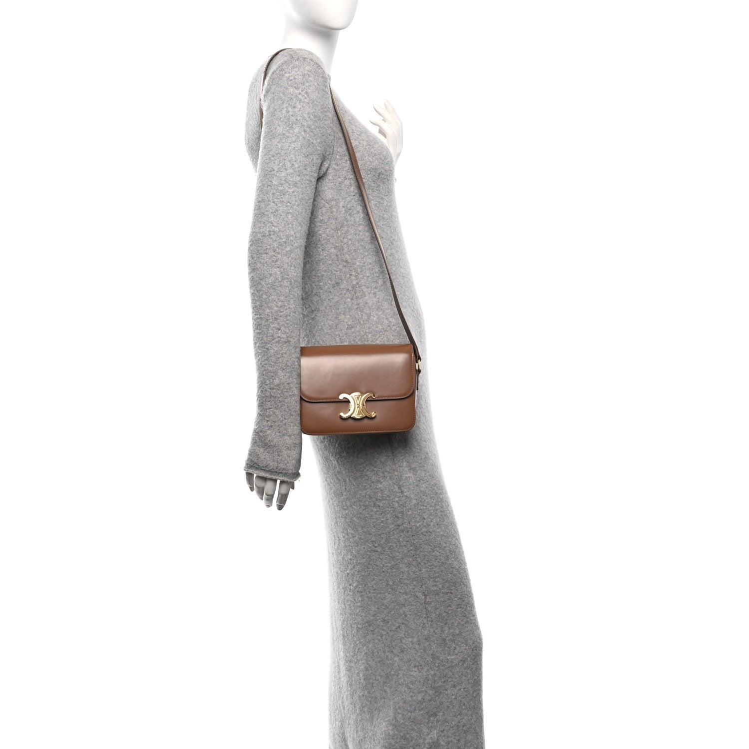 Celine Shiny Calfskin Teen Triomphe Bronze 2 of 10