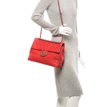 Chanel Washed Caviar Quilted Maxi Single Flap Fuchsia 2 of 7