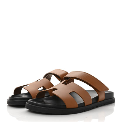 Hermes Calfskin Womens Chypre Sandals 40 Gold 3 of 9