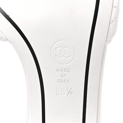 Chanel Lambskin Quilted Textured CC Mules 38.5 White 6 of 8