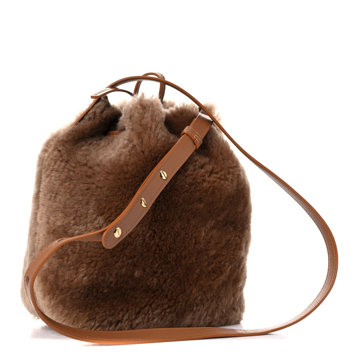 Mansur Gavriel Shearling Mini Bucket Bag Camel 3 of 9