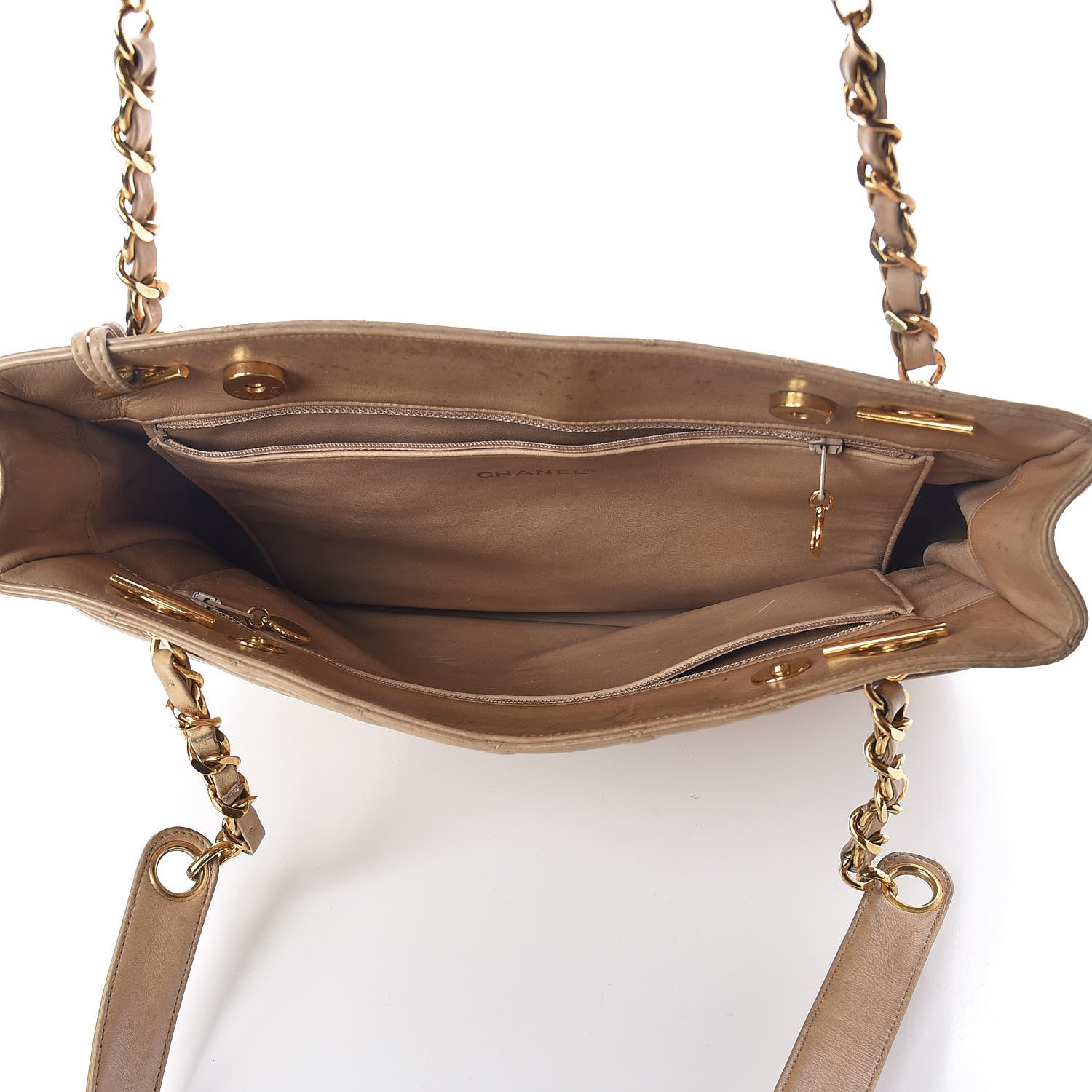 Chanel Lambskin Quilted Shopping Tote Beige 5 of 17