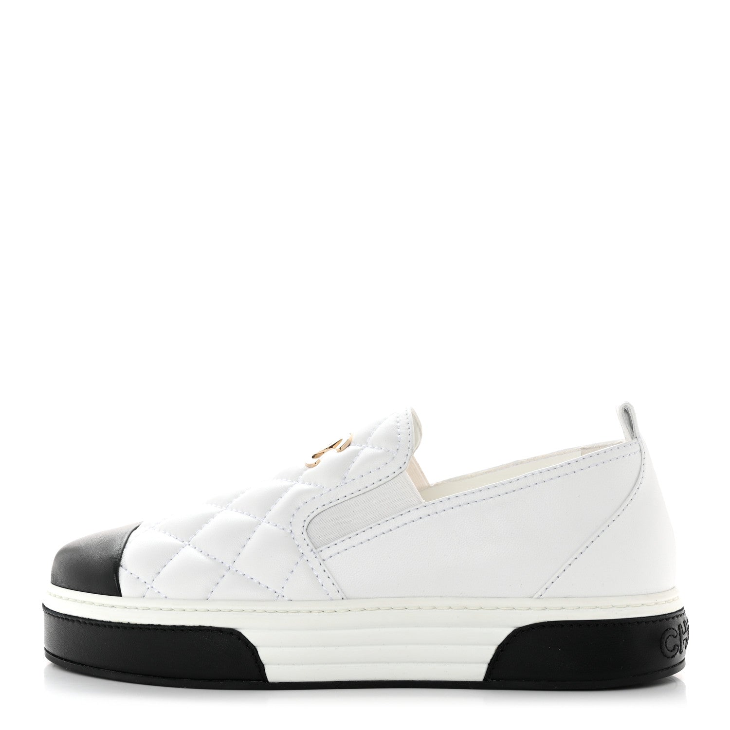 Chanel Lambskin Quilted Womens CC Stroll Sneakers 40.5 White 1 of 9