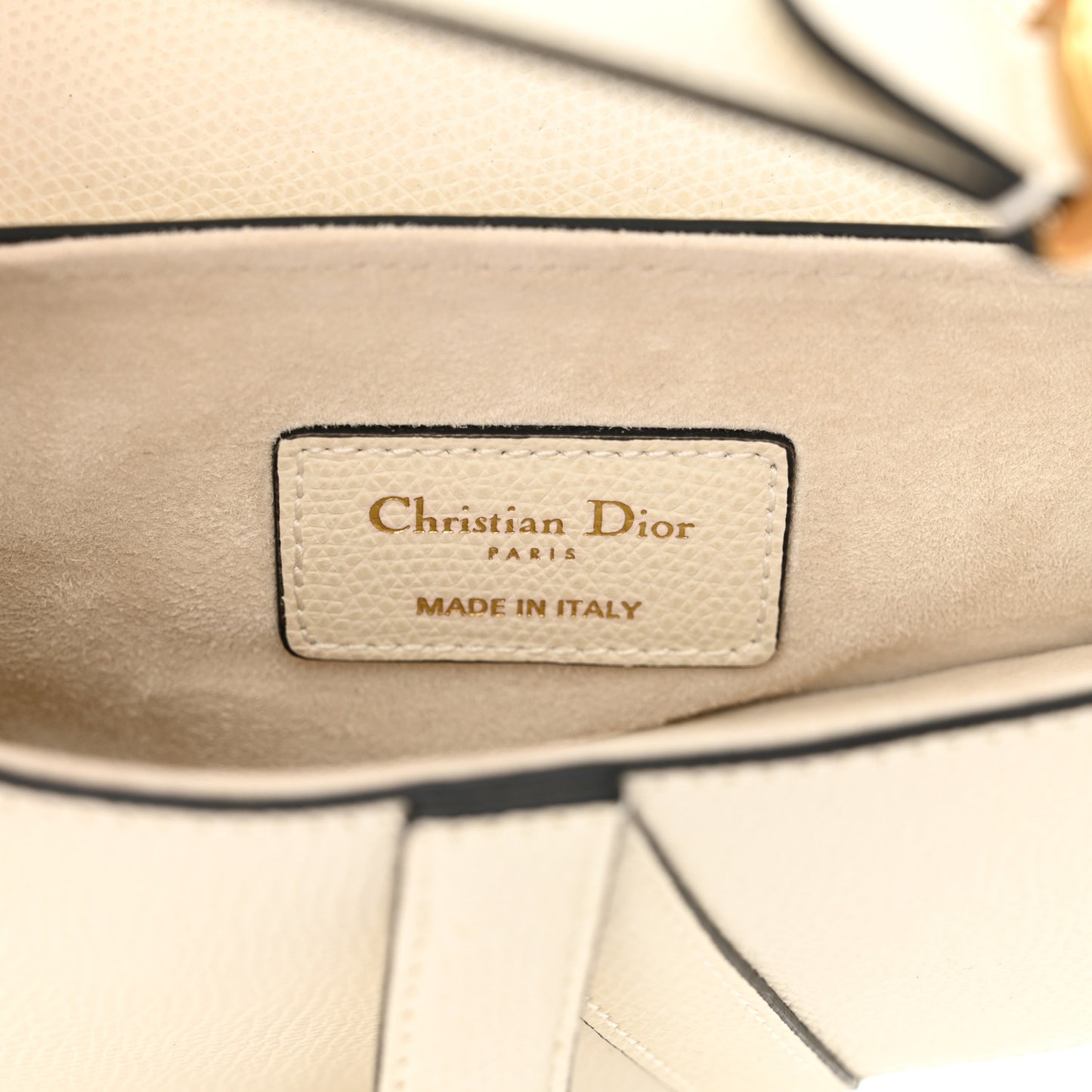 Grained Calfskin Mini Saddle Bag White