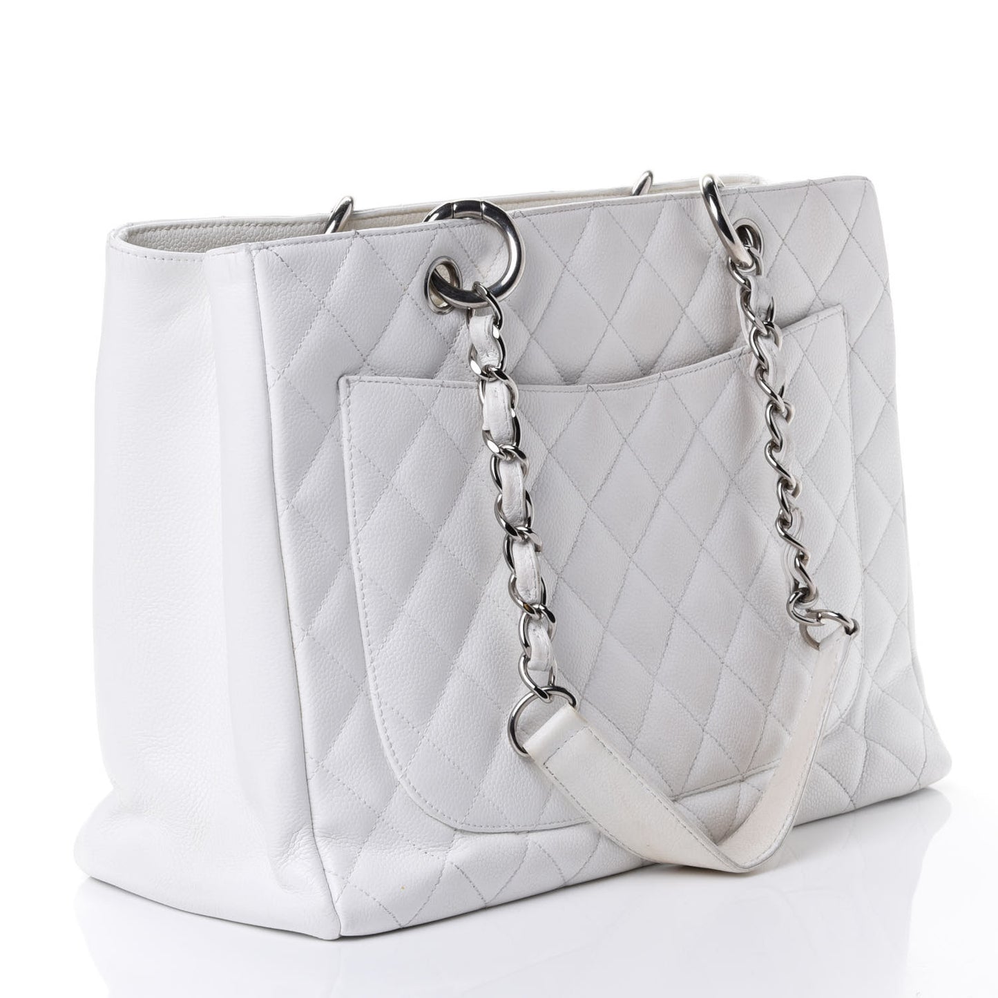 Caviar Quilted Grand Shopping Tote GST White