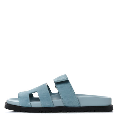 Hermes Suede Goatskin Womens Chypre Sandals 36 Vert d'Eau 1 of 11