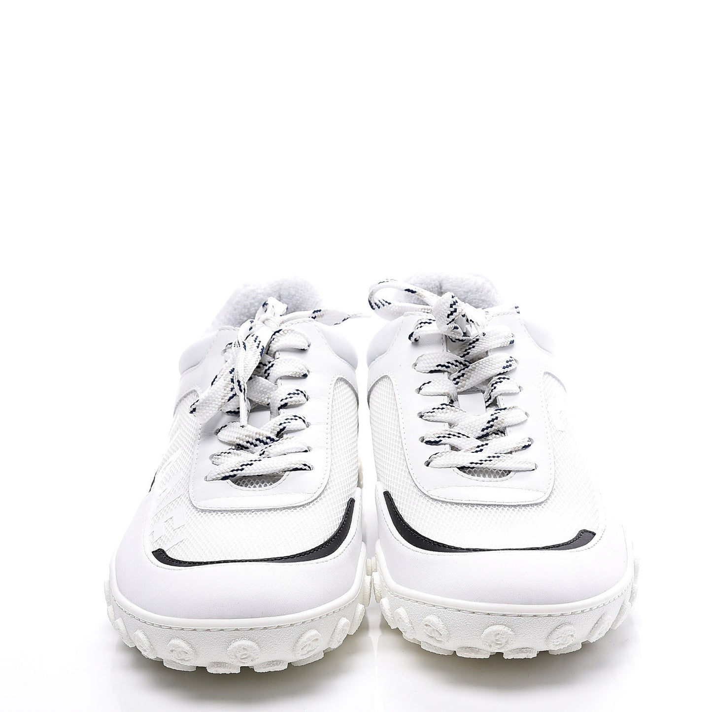 Calfskin Mesh Lycra Womens Logo Sneakers 38.5 White