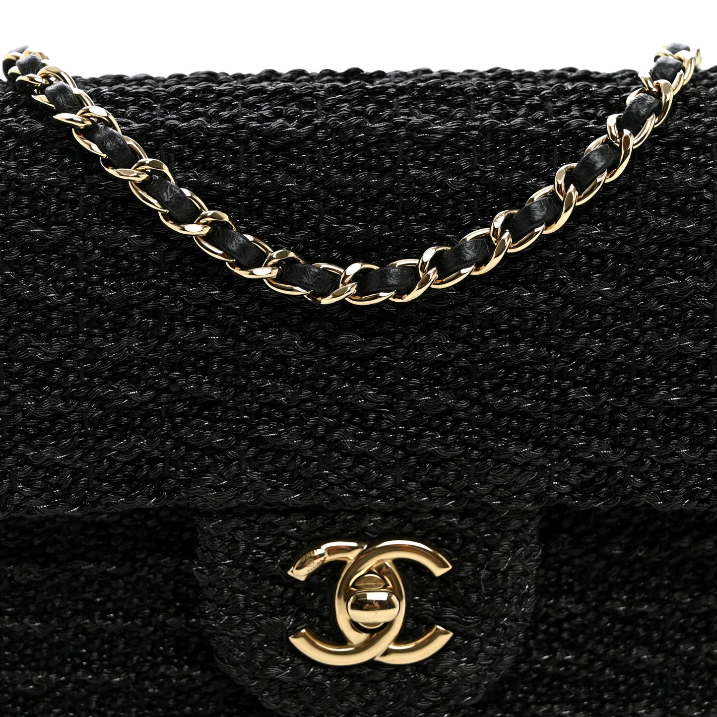Woven Fabric Mini Rectangular Flap Black
