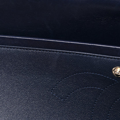 Chanel Lambskin Quilted Jumbo Double Flap Navy Blue 10 of 13