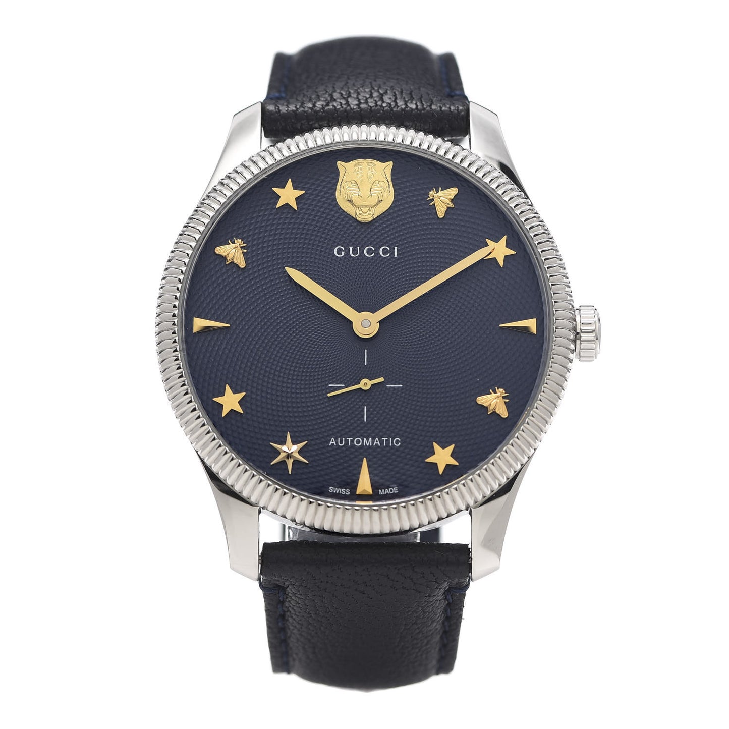 Stainless Steel Calfskin 40mm G-Timeless Tiger Automatic Watch Navy