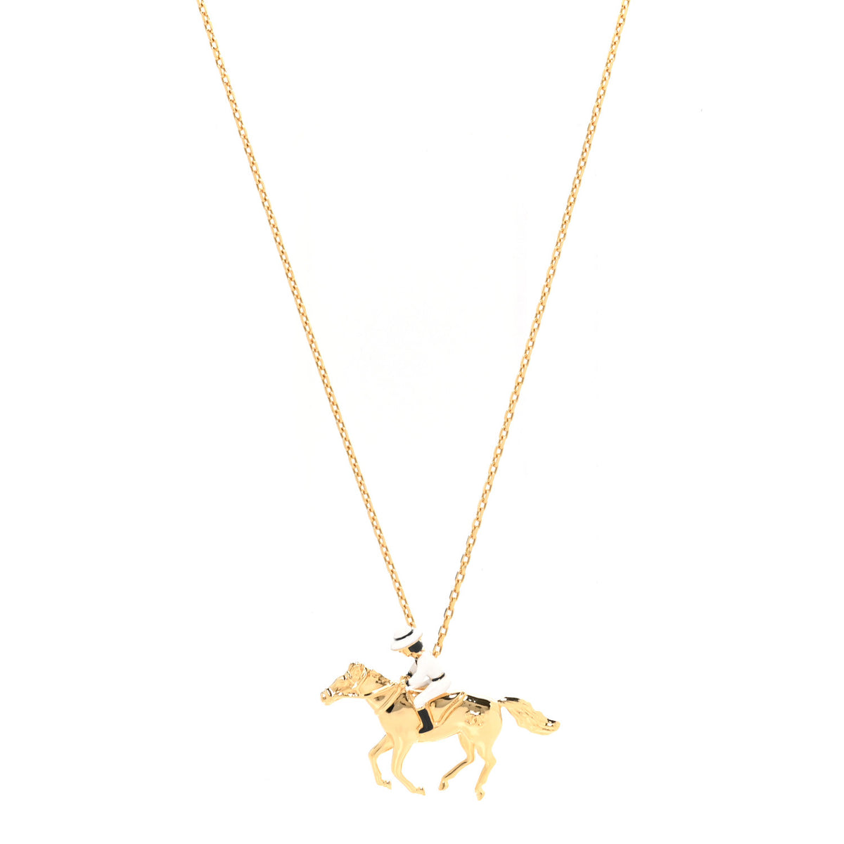 Metal Enamel Lunar New Year Horse CC Necklace Gold