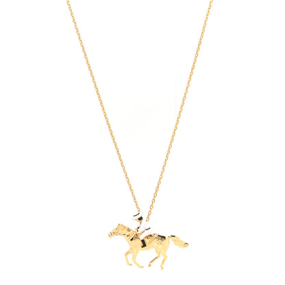 Chanel Metal Enamel Lunar New Year Horse CC Necklace Gold 1 of 5