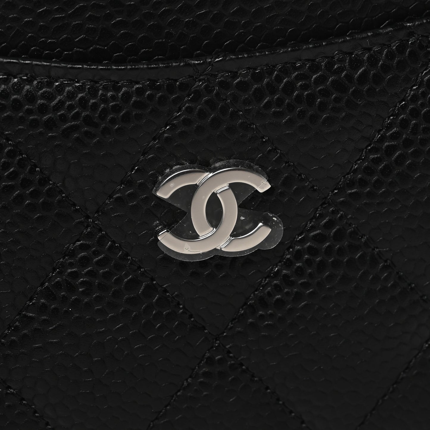 Caviar Quilted Card Holder Black
