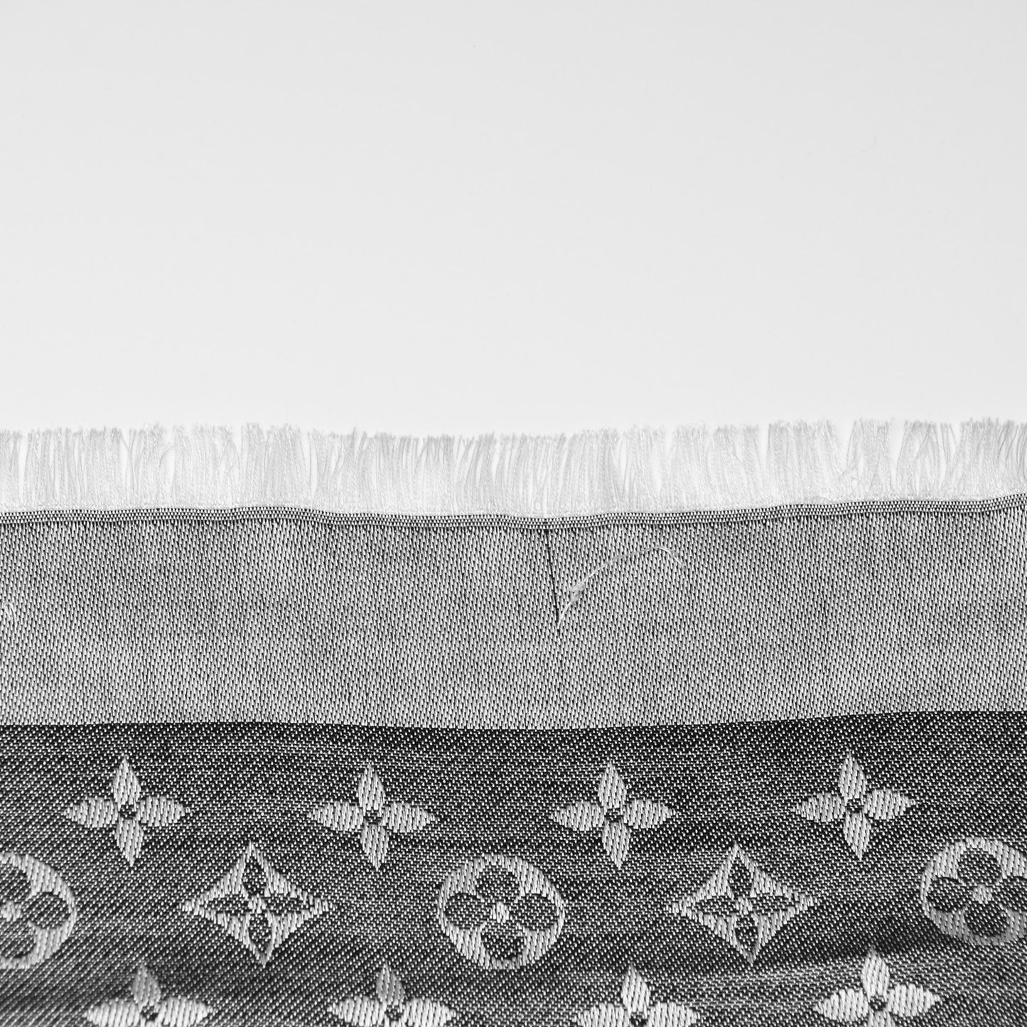 Silk Wool Monogram Denim Shawl Black