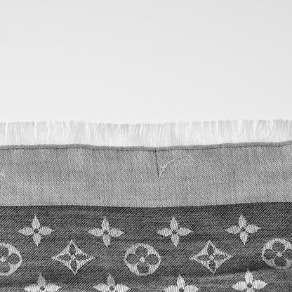 Louis Vuitton Silk Wool Monogram Denim Shawl Black 4 of 10