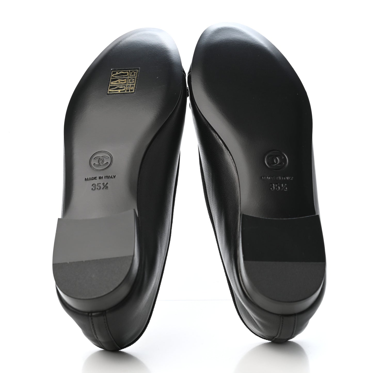 Lambskin Patent Calfskin CC Cap Toe Ballerina Flats 35.5 Black