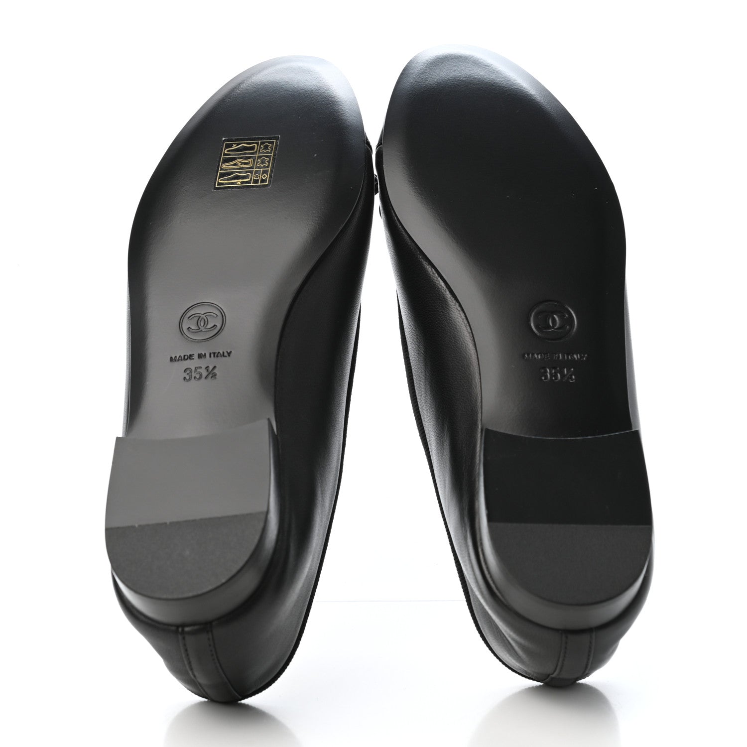 Chanel Lambskin Patent Calfskin CC Cap Toe Ballerina Flats 35.5 Black 4 of 4