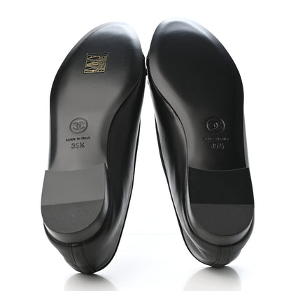 Chanel Lambskin Patent Calfskin CC Cap Toe Ballerina Flats 35.5 Black 4 of 4