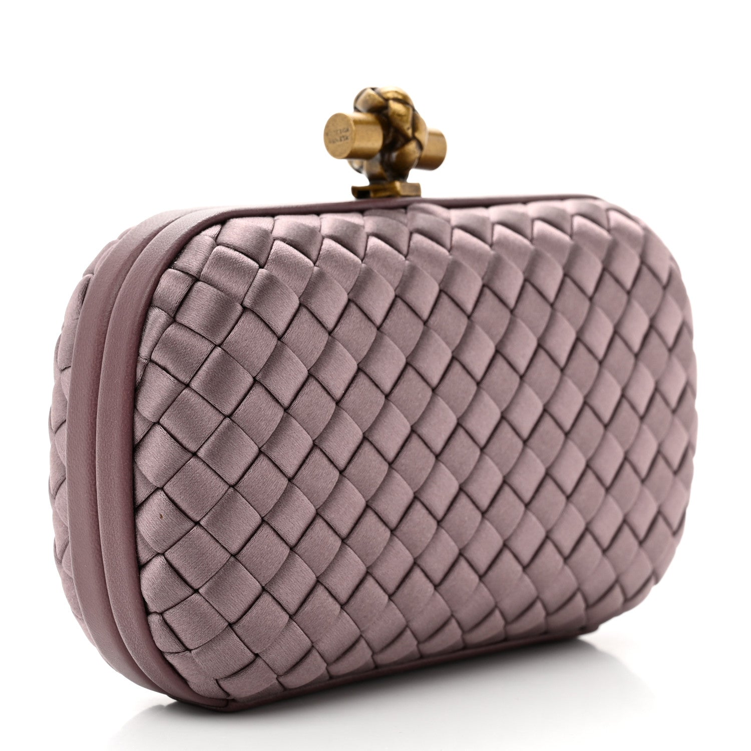 Bottega Veneta Satin Intrecciato Knot Clutch Pink 3 of 6