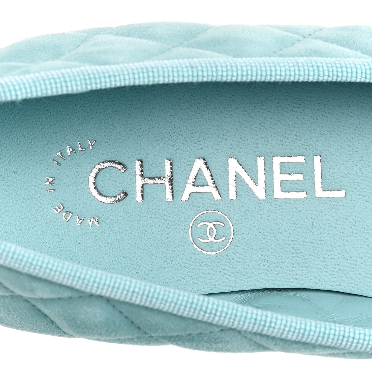 Chanel Suede Quilted Cap Toe CC Ballerina Flats 36 Light Blue 8 of 9