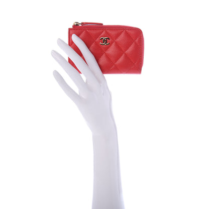 Chanel Caviar Quilted Zipped Key Holder Case Red 2 of 8