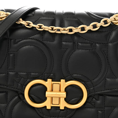 Salvatore Ferragamo Calfskin Quilted Gancini Flap Bag Black 8 of 11