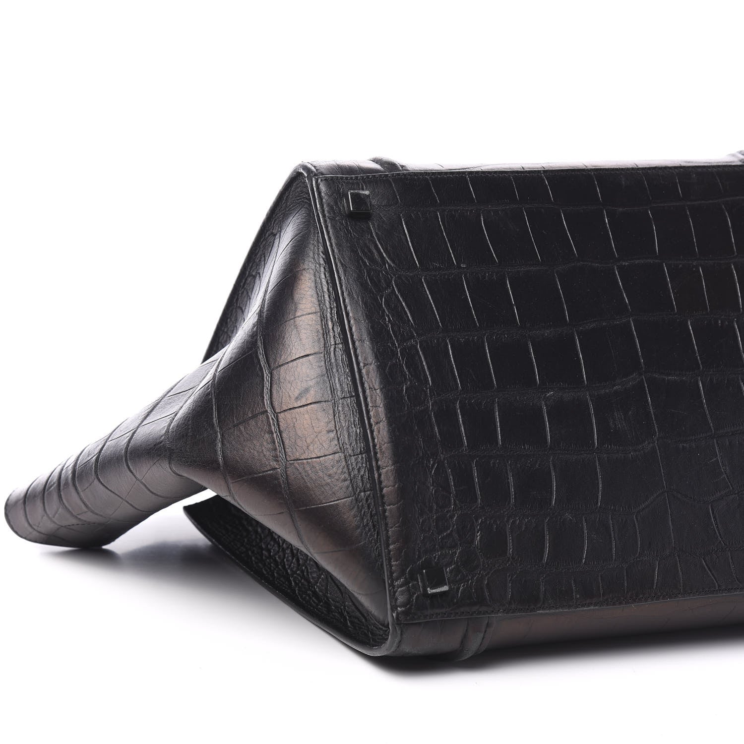Celine Crocodile Embossed Calfskin Large Phantom Luggage Black 7 of 10