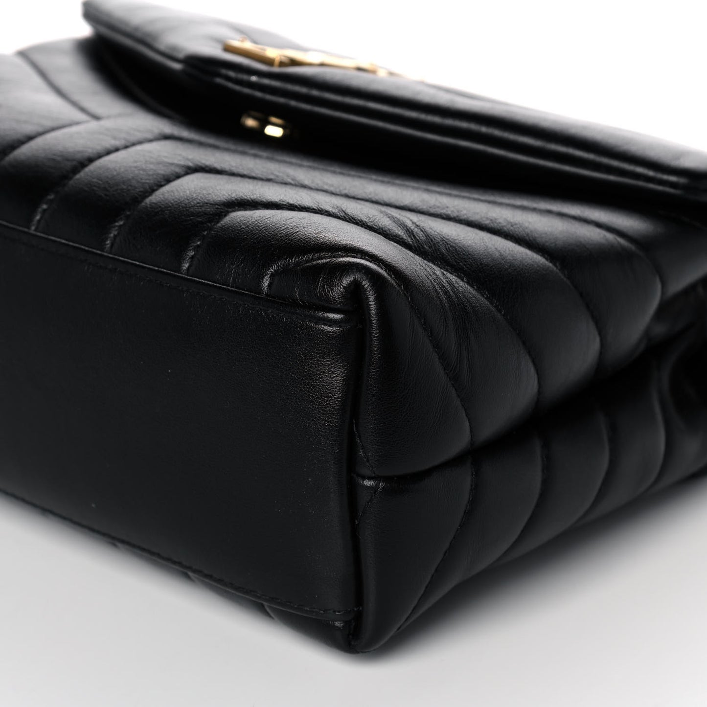 Calfskin Y Quilted Monogram Small Loulou Chain Satchel Black