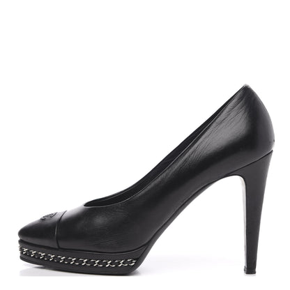 Chanel Lambskin CC Cap Toe Platform Chain Pumps 41 Black 1 of 13
