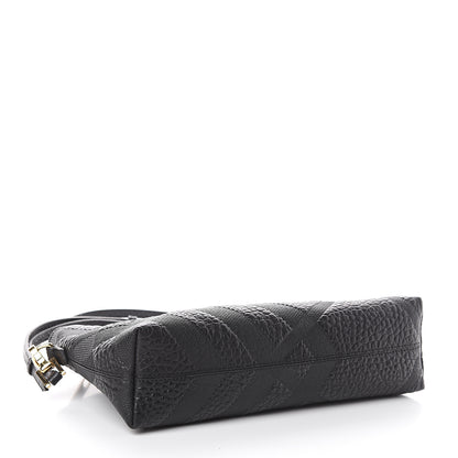 Burberry Signature Grain Calfskin Check Embossed Small Chichester Crossbody Clutch Bag Black 3 of 8