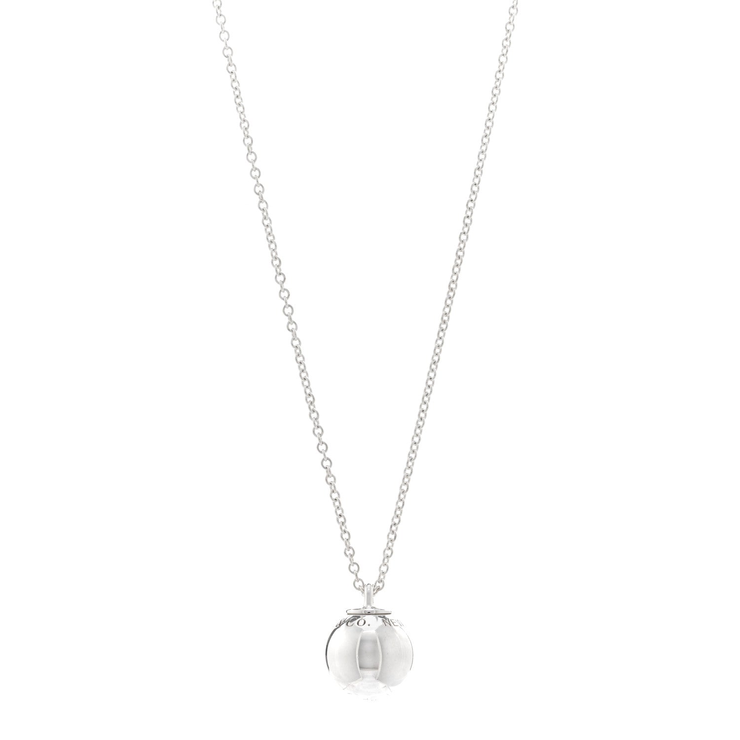 Tiffany Sterling Silver 12.75mm HardWear Ball Pendant Necklace 1 of 4
