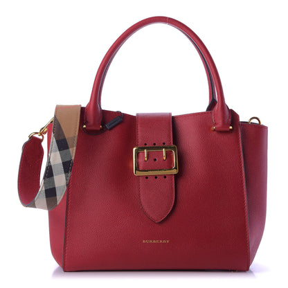 Burberry Soft Grain Calfskin Medium Buckle Tote Parade Red 1 of 10