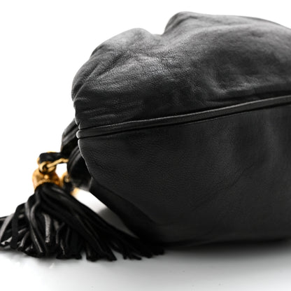 Chanel Lambskin Quilted Tassel Kiss Lock Evening Clutch With Chain Black 10 of 11