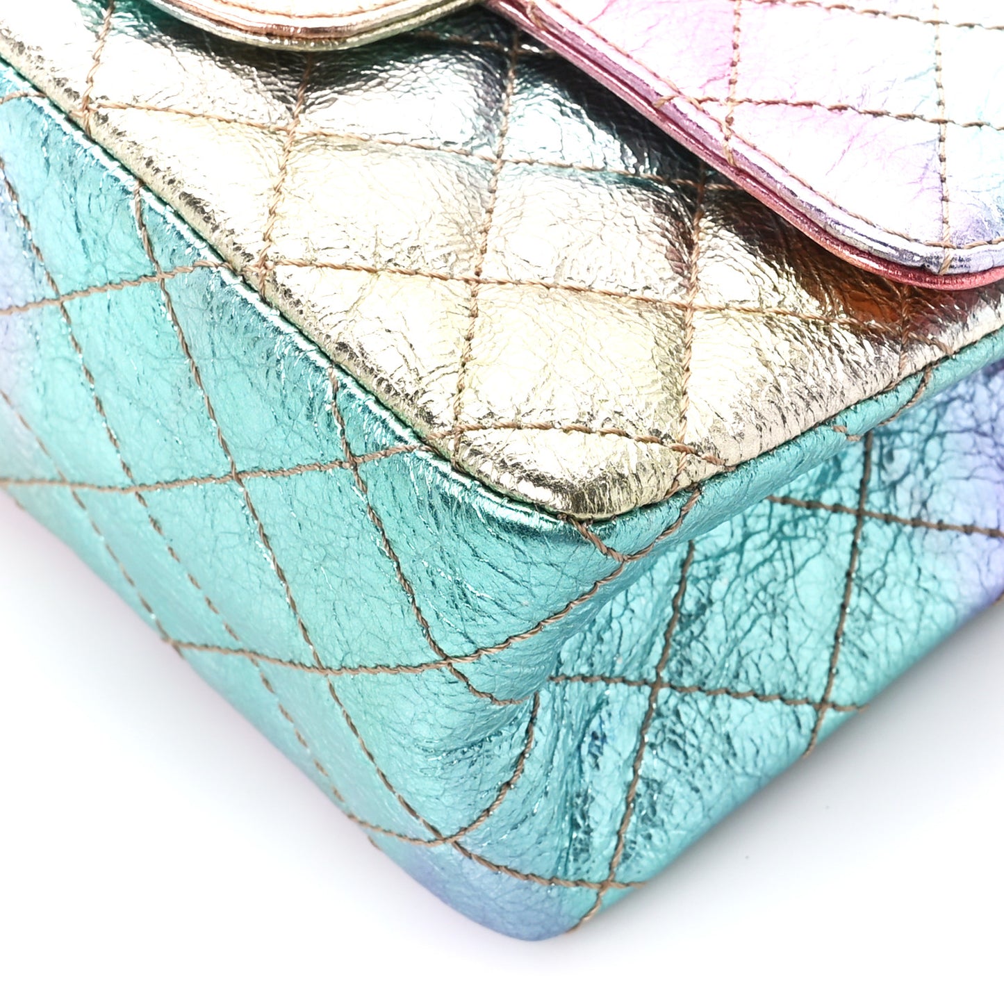 Metallic Goatskin Quilted Mini 2.55 Reissue Flap Multicolor